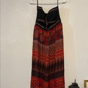 Sans Souci Black and Red Geometric Maxi Dress